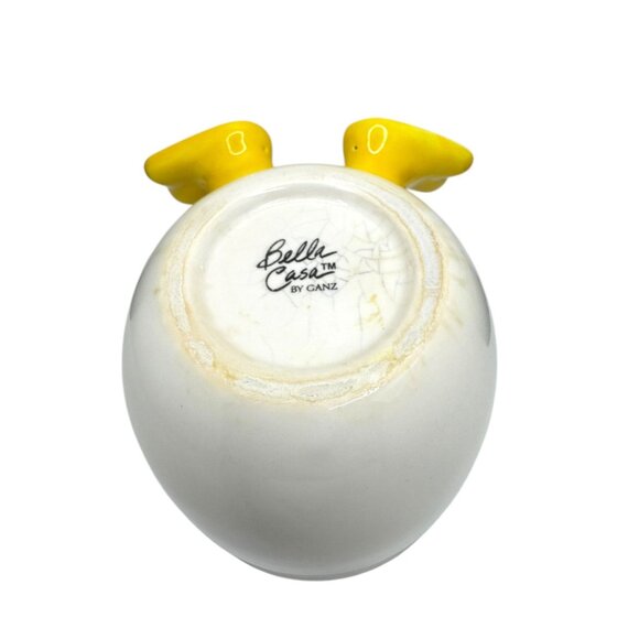 Bella Casa By Ganz Ceramic Egg-Shaped Bowl With Yellow Interior & Duck Feet - Picture 7 of 7